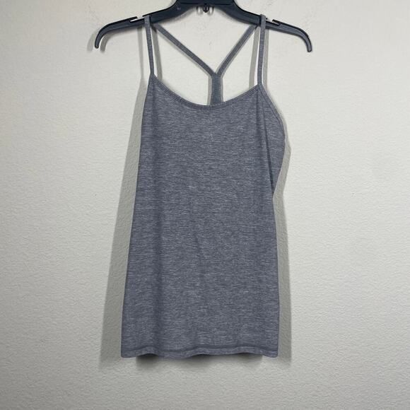 Lululemon Womens Size 8 Power Y Tank Heathered Gray Square Neck Sleeveless - Picture 1 of 7